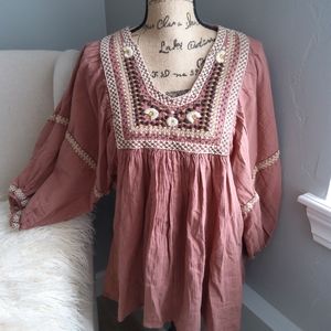 Max Studio Peasant Embroidered Tunic